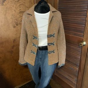 Sweater Jacket with Velvet Trim